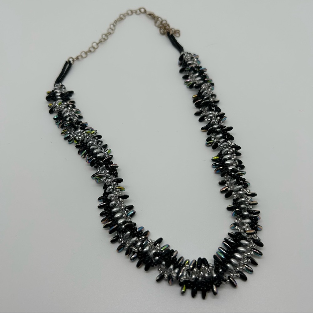 Black and Silver Beaded Necklace